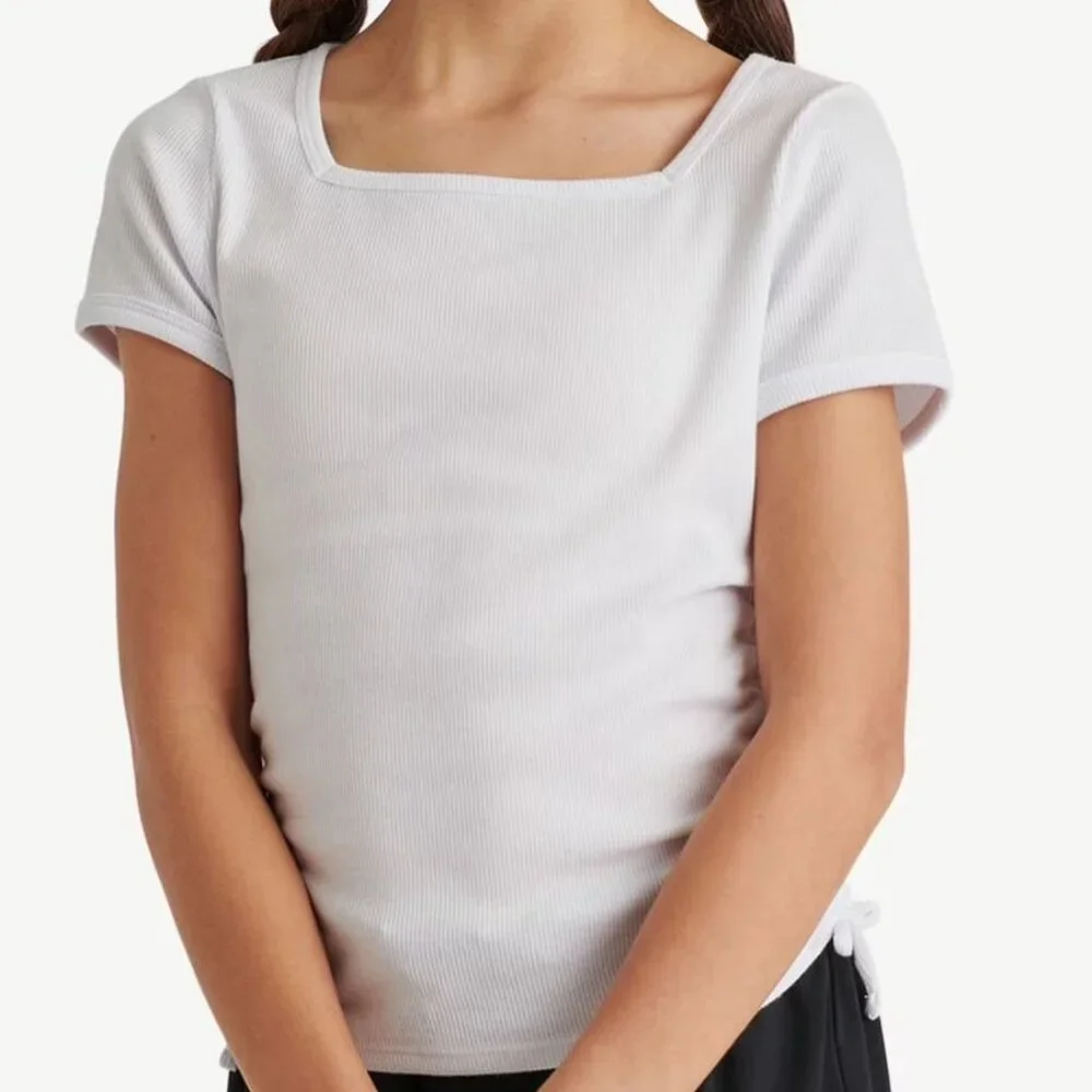 JUSTICE Square Neck White Top GIRLS SIZE XL PLUS 16P-18P NEW